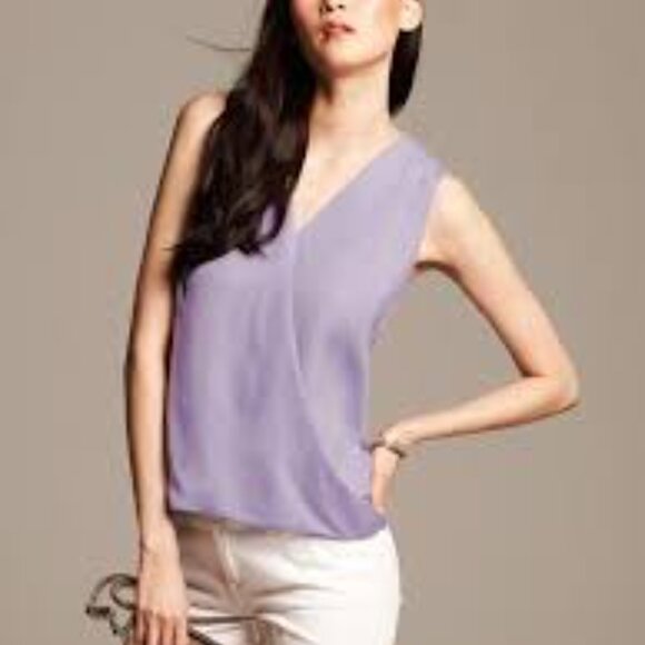 Banana Republic Lavender Draped Faux-Wrap Top, size L - Picture 1 of 10